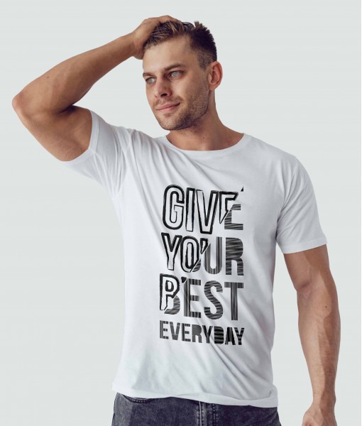 Мъжка тениска с щампа Текст и надписи GIVE YOUR BEST